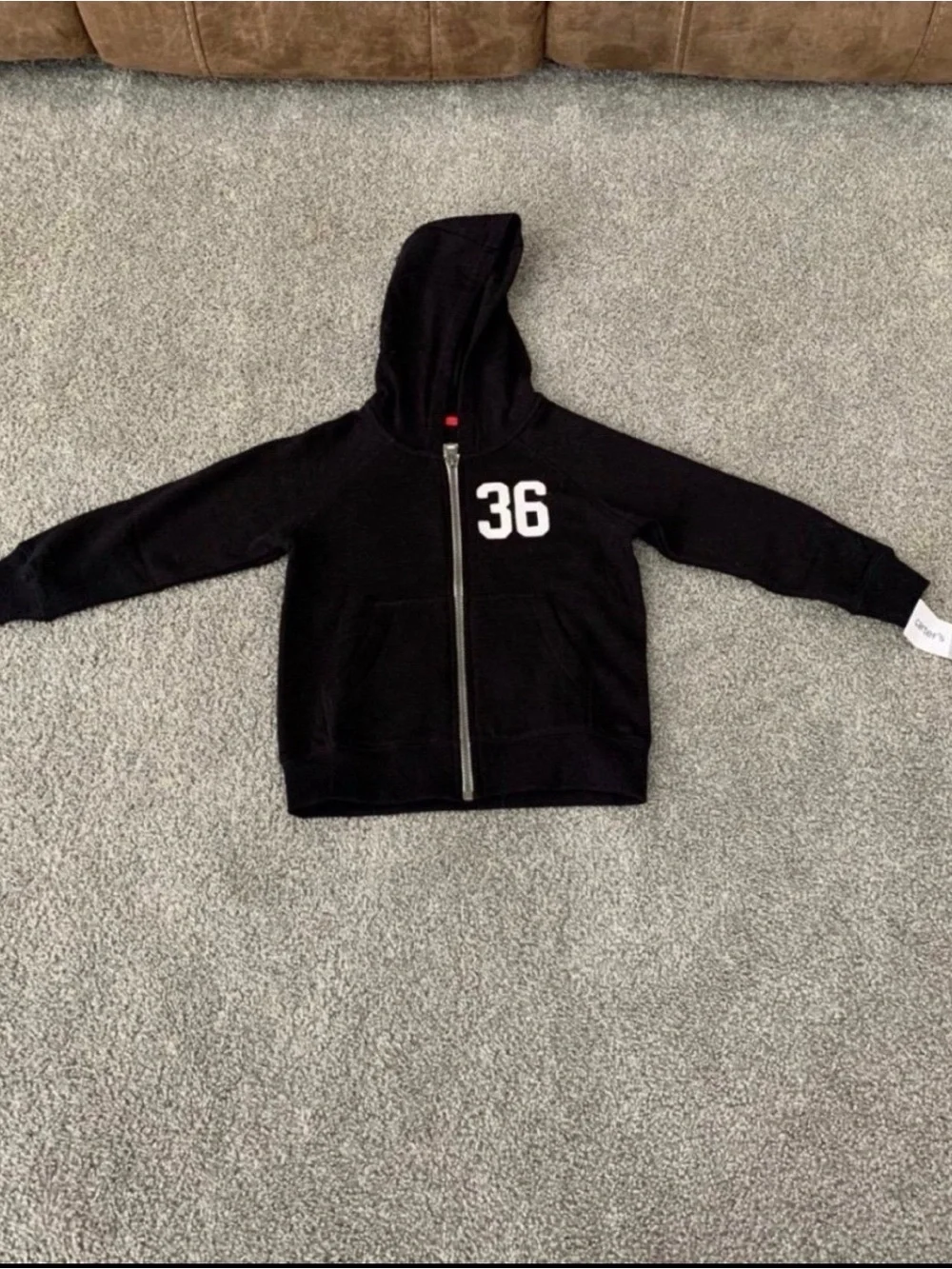 Carter's Black Zip Hoodie with White 